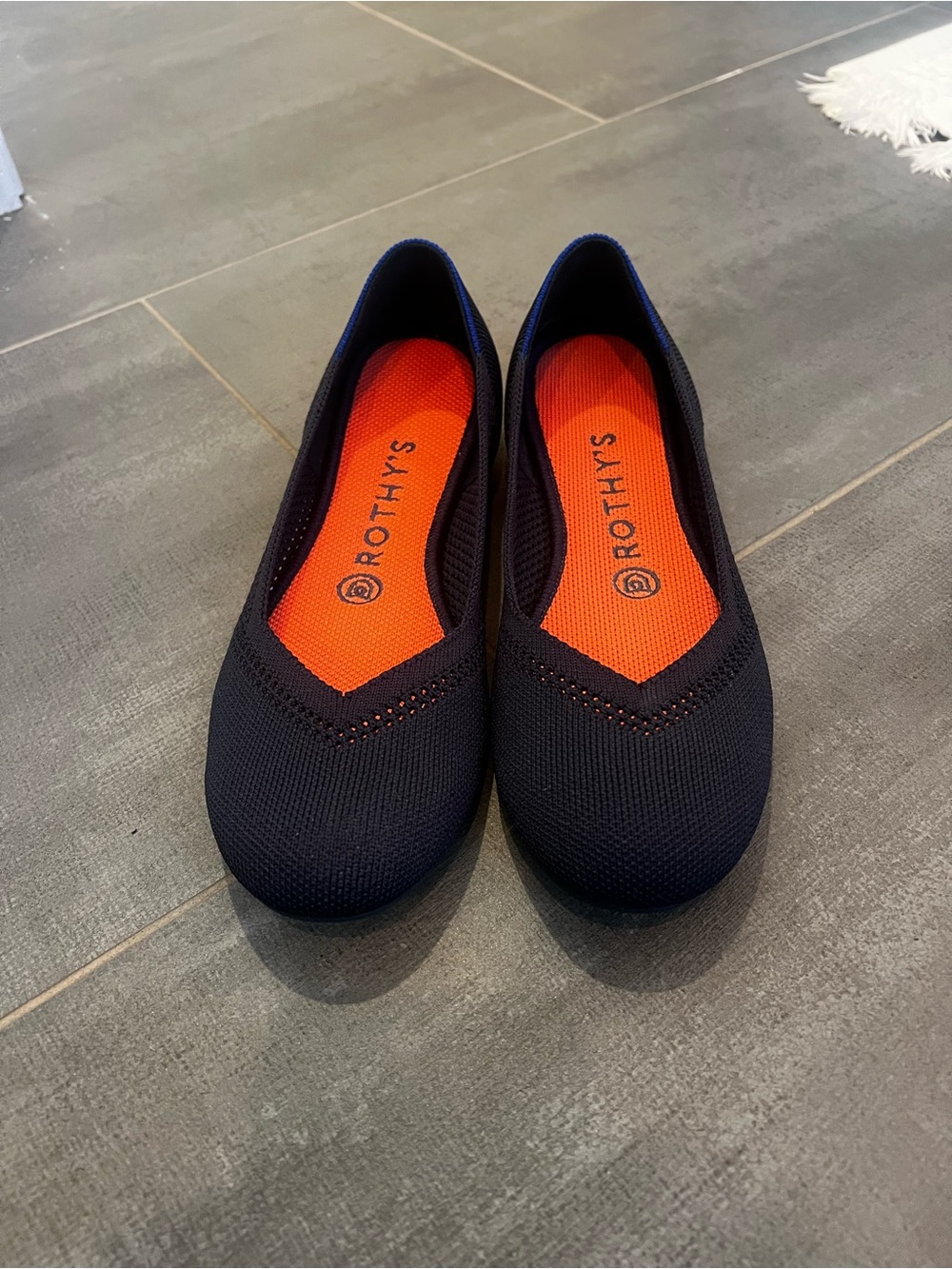 Rothy's Navy Knit Ballet Flats with Orange Insole - Picture 2 of 4